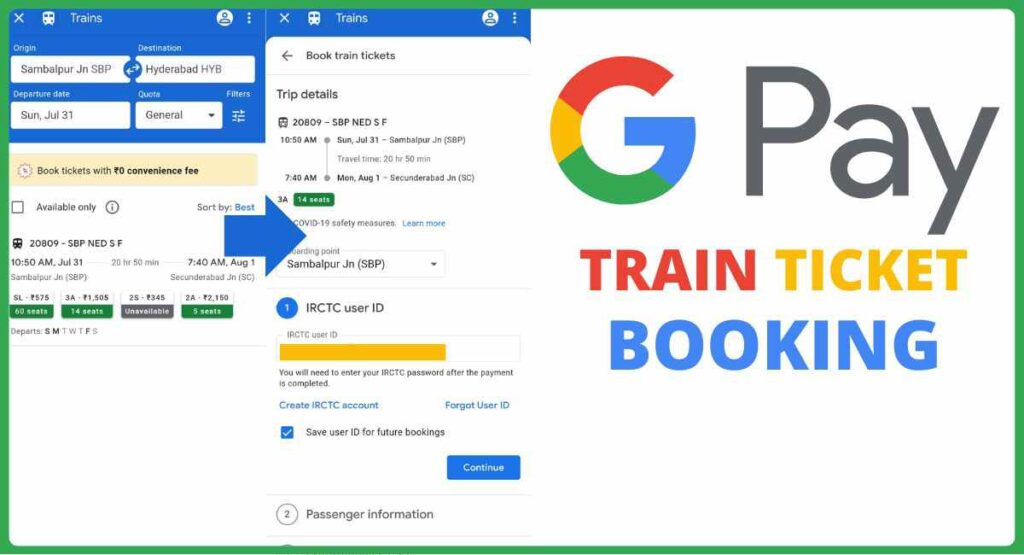 google pay se train ticket kaise book kare